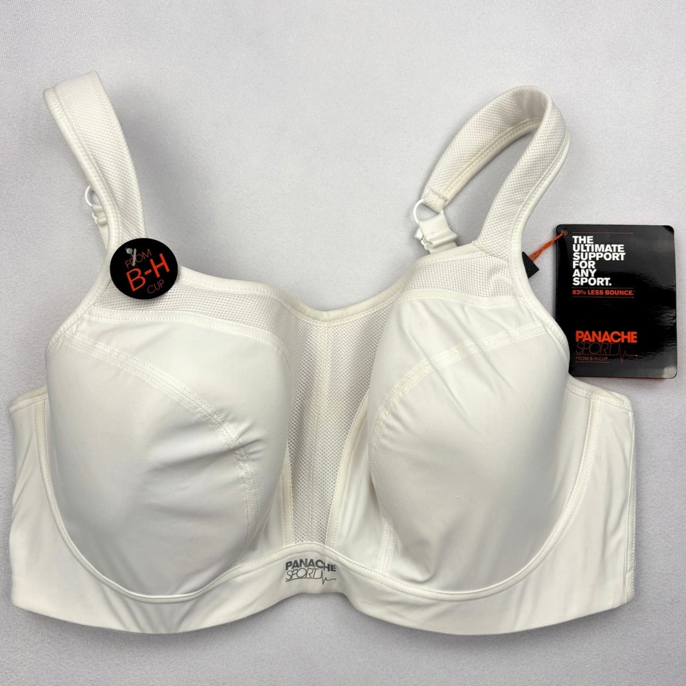 Panache Sport 5021 Underwired Sports Bra Womens 36F White High Impact NWT